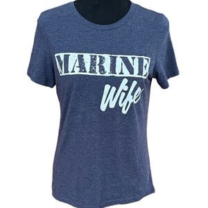 Thread Tank Designs “ Marine Wife” blue tee shirt